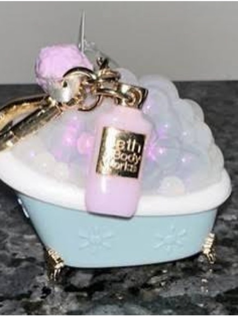 Bath & Body Works Bubble Bath Pocketbac Holder Keychain Charm with Pink Accents - Picture 2 of 2